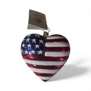Christopher Radko American Flag Heart Ornament